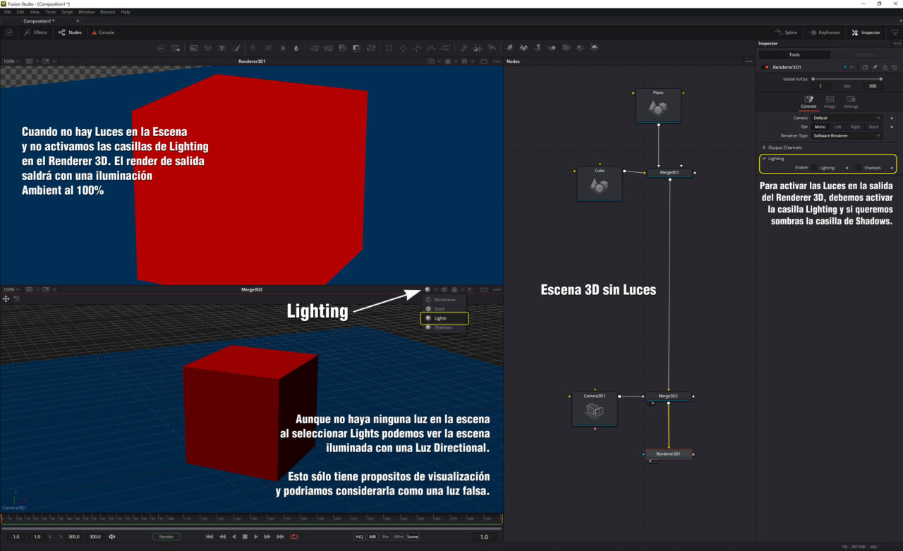 Materiales y Luces Fusion - Lighting Toolbar - Escena sin Luces
