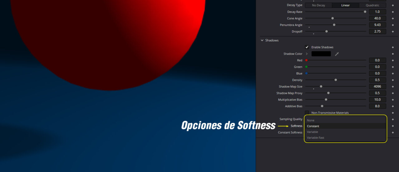 Tipos de Shadow Softness en Fusion
