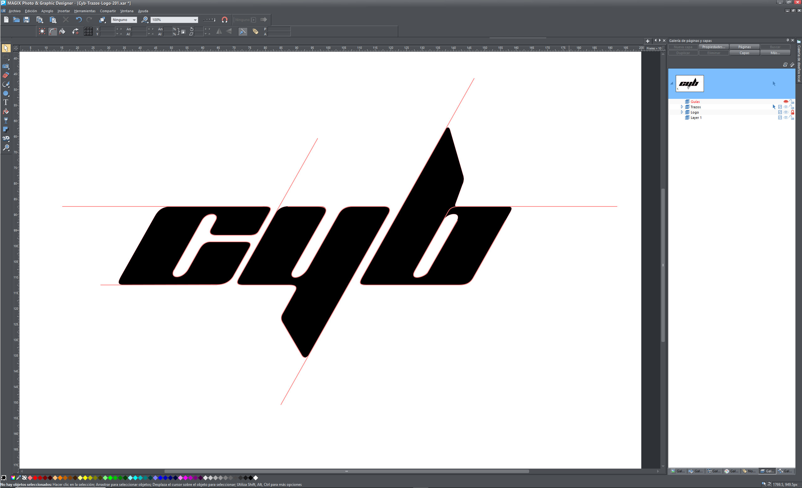 TRazado de Logo y Líneas de Trazo en Xara.